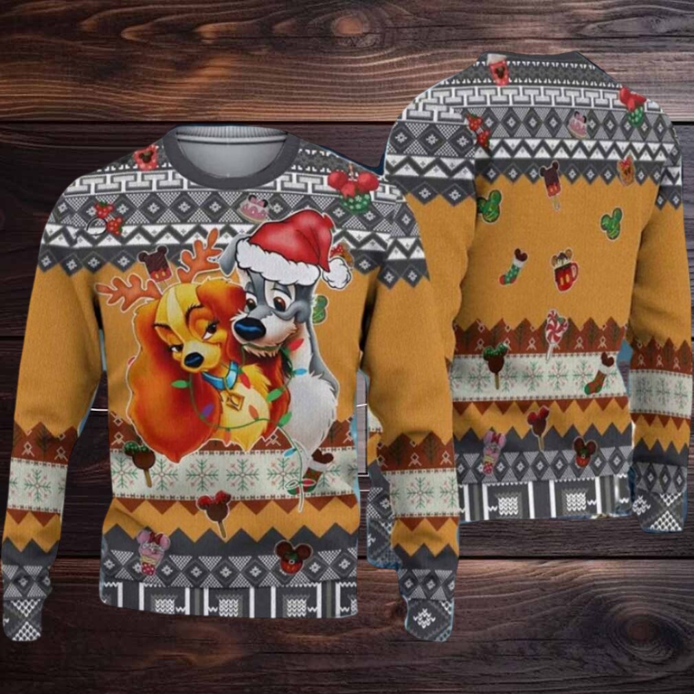 Lady And The Tramp Christmas Ugly Sweater Mens Womens For Sale Lady And The Tramp Christmas Ugly Sweater Mens Womens For Sale