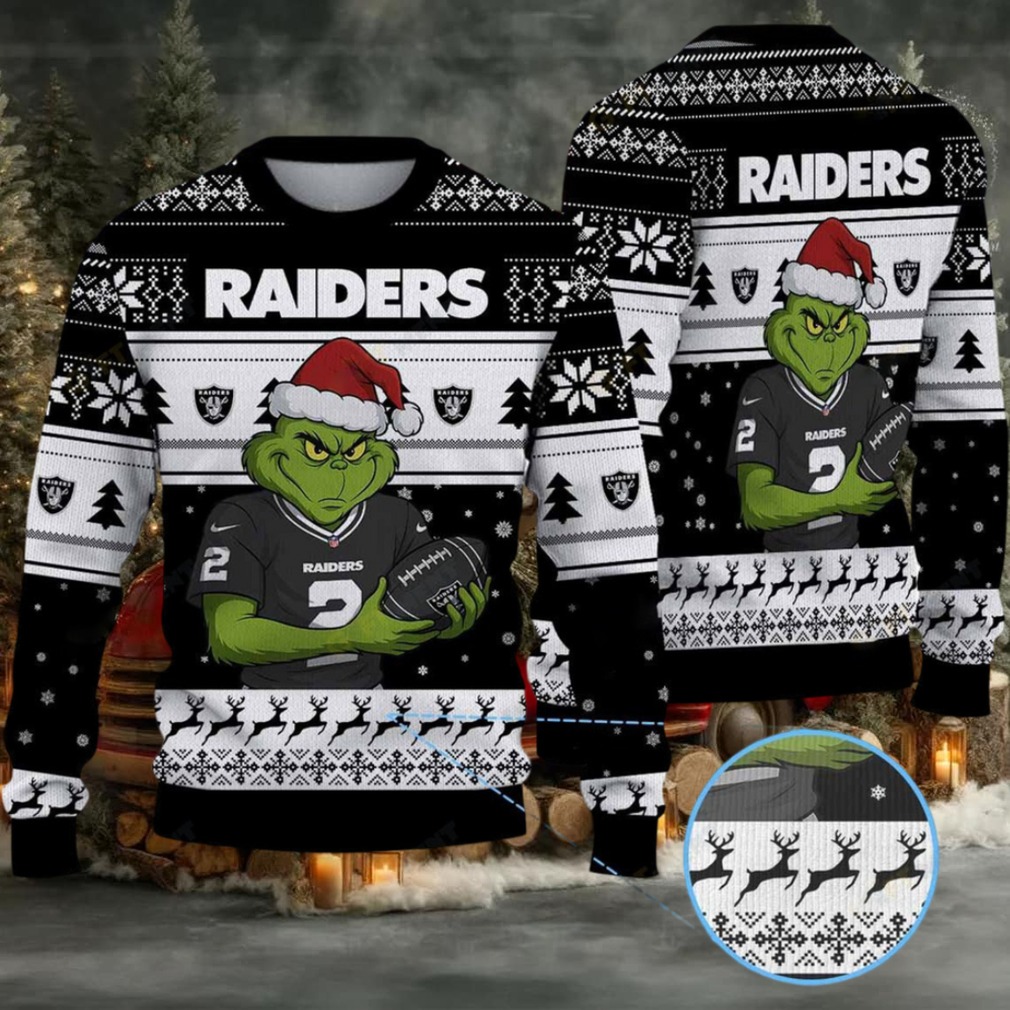 Las Vegas Raiders Grinch Ugly Christmas Sweater Las Vegas Raiders Grinch Ugly Christmas Sweater