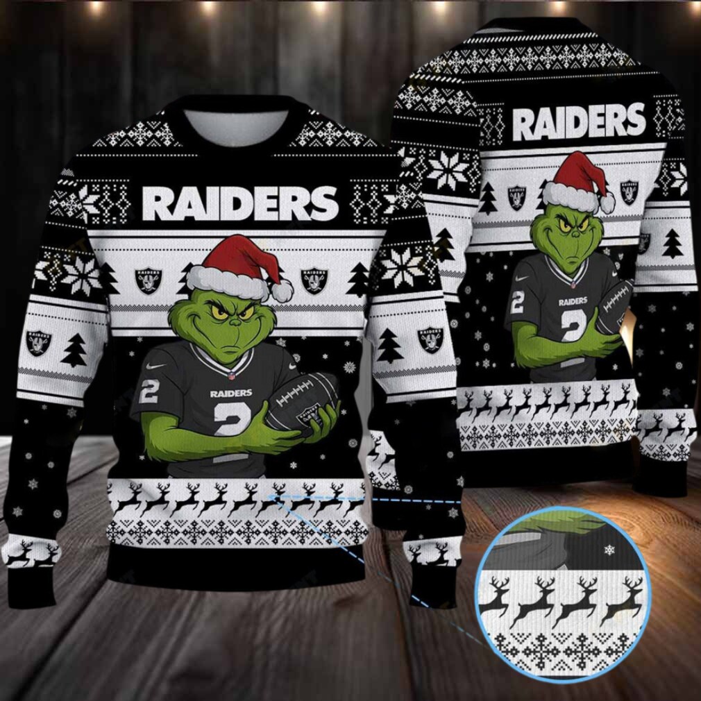 Las Vegas Raiders Grinch Ugly Christmas Sweater Las Vegas Raiders Grinch Ugly Christmas Sweater