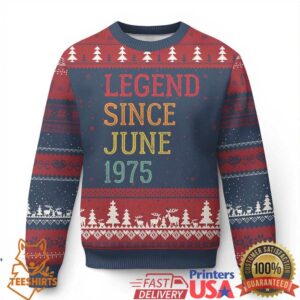 Legend Since June 1975 Ugly Christmas Sweater Vintage Retro 50th Birthday Gifts