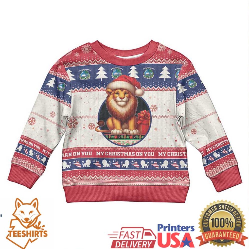Liberia Christmas Kid Ugly Christmas Sweater My Christmas On You Lion Santa Liberia Christmas Kid Ugly Christmas Sweater My Christmas On You Lion Santa