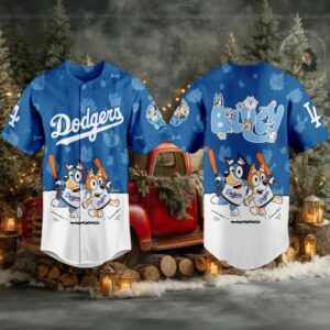 Los Angeles Dodgers 2025 Bluey MLB Game Night Christmas Baseball Jersey