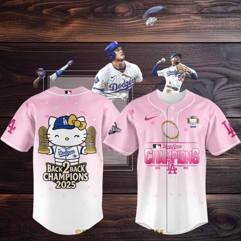 Los Angeles Dodgers 2025 World Series Hello Kitty Back2Back Baseball Jersey Los Angeles Dodgers 2025 World Series Hello Kitty Back2Back Baseball Jersey