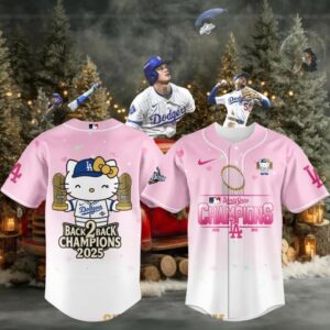 Los Angeles Dodgers 2025 World Series Hello Kitty Back2Back Baseball Jersey