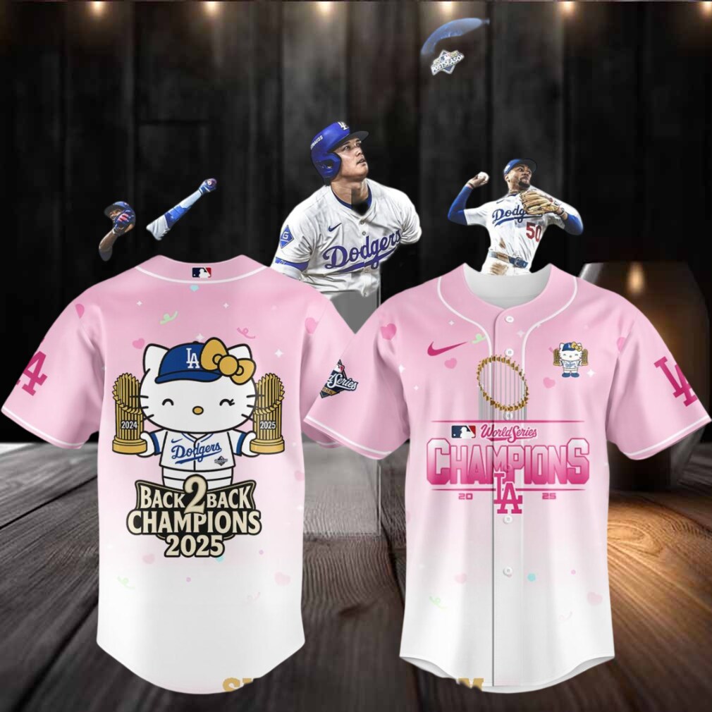 Los Angeles Dodgers 2025 World Series Hello Kitty Back2Back Baseball Jersey Los Angeles Dodgers 2025 World Series Hello Kitty Back2Back Baseball Jersey