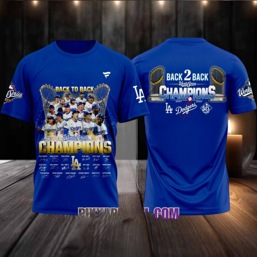 Los Angeles Dodgers Back 2 Back World Series 2024 2025 Champions T Shirt Los Angeles Dodgers Back 2 Back World Series 2024 2025 Champions T Shirt