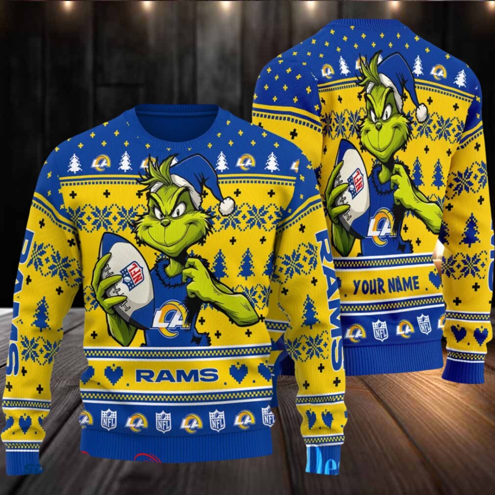Los Angeles Rams Grinch With Ball NFL Ugly Christmas Sweaters Los Angeles Rams Grinch With Ball NFL Ugly Christmas Sweaters