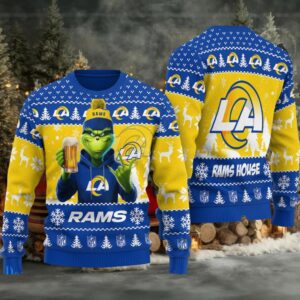 Los Angeles Rams Grinch With Beer Ugly Christmas Sweater