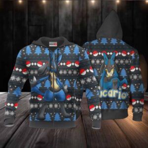 Lucario Anime Pokemon Manga Ugly Christmas Sweater 1k790 Fan Gift Stylist Unisex Cartoon Graphic Outfits Aop 3d Hoodi