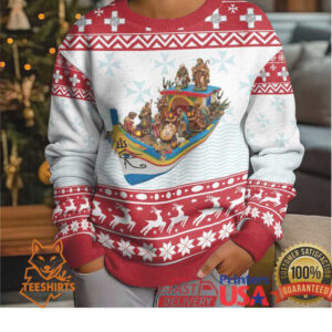 Malta Christmas Kid Ugly Christmas Sweater Presepju Nativity Scene on Luzzu Boat