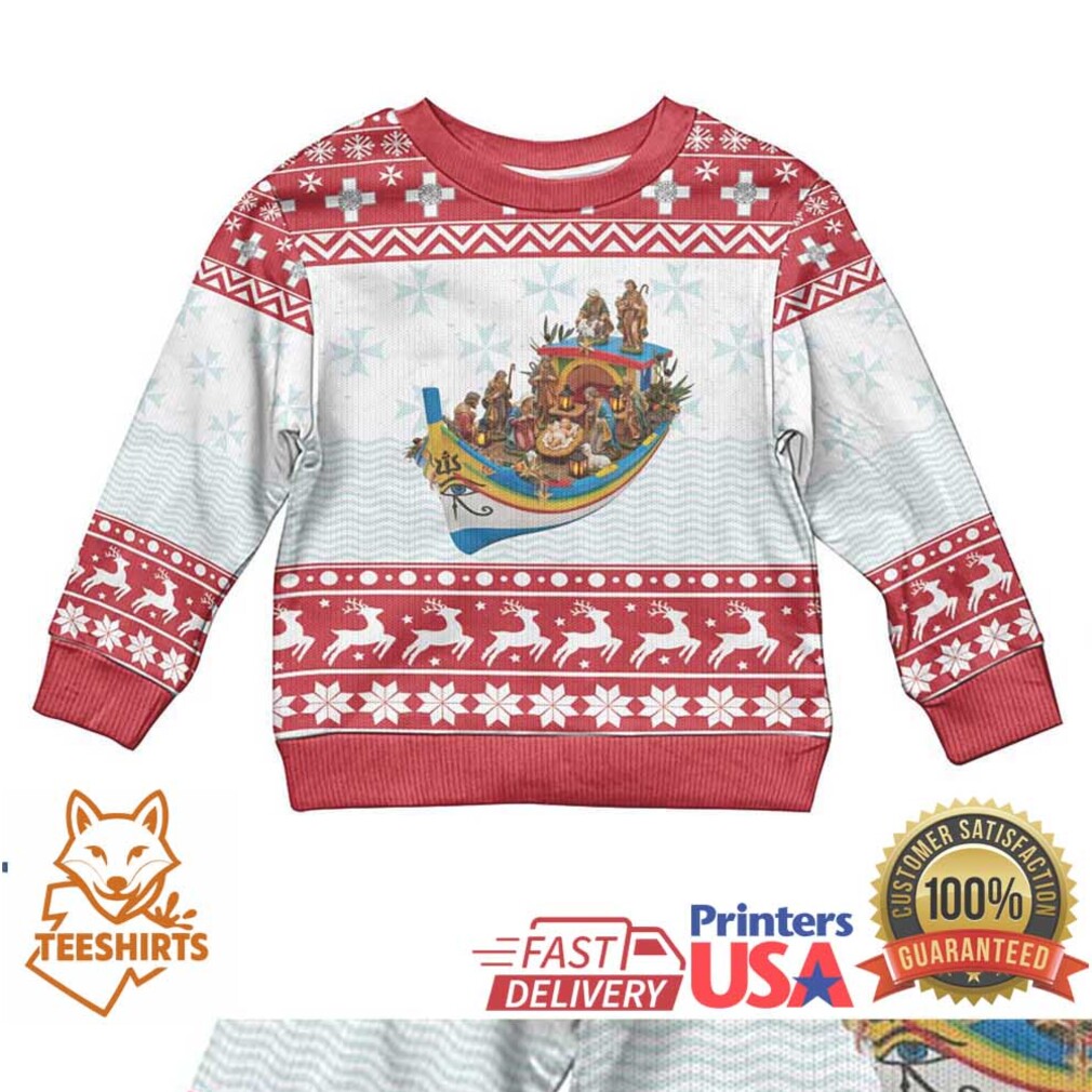 Malta Christmas Kid Ugly Christmas Sweater Presepju Nativity Scene on Luzzu Boat Malta Christmas Kid Ugly Christmas Sweater Presepju Nativity Scene on Luzzu Boat