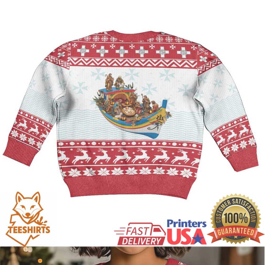 Malta Christmas Kid Ugly Christmas Sweater Presepju Nativity Scene on Luzzu Boat Malta Christmas Kid Ugly Christmas Sweater Presepju Nativity Scene on Luzzu Boat