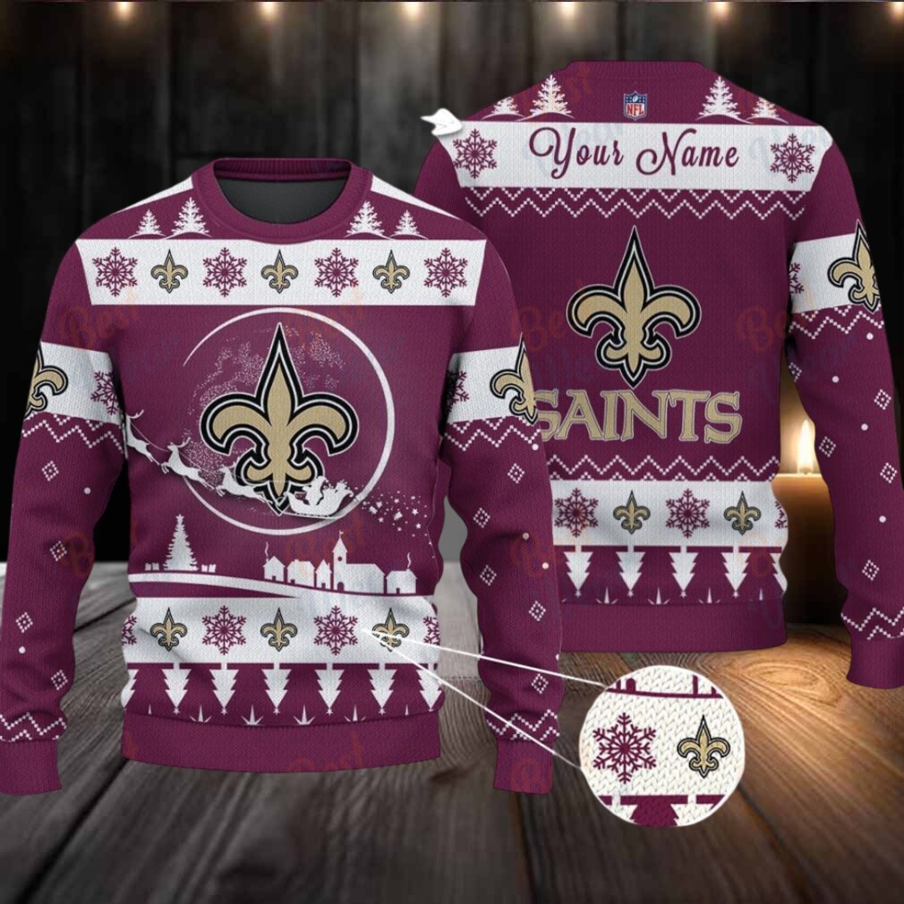Maroon New Orleans Saints NFL Ugly Christmas Sweater Name Customized Maroon New Orleans Saints NFL Ugly Christmas Sweater Name Customized