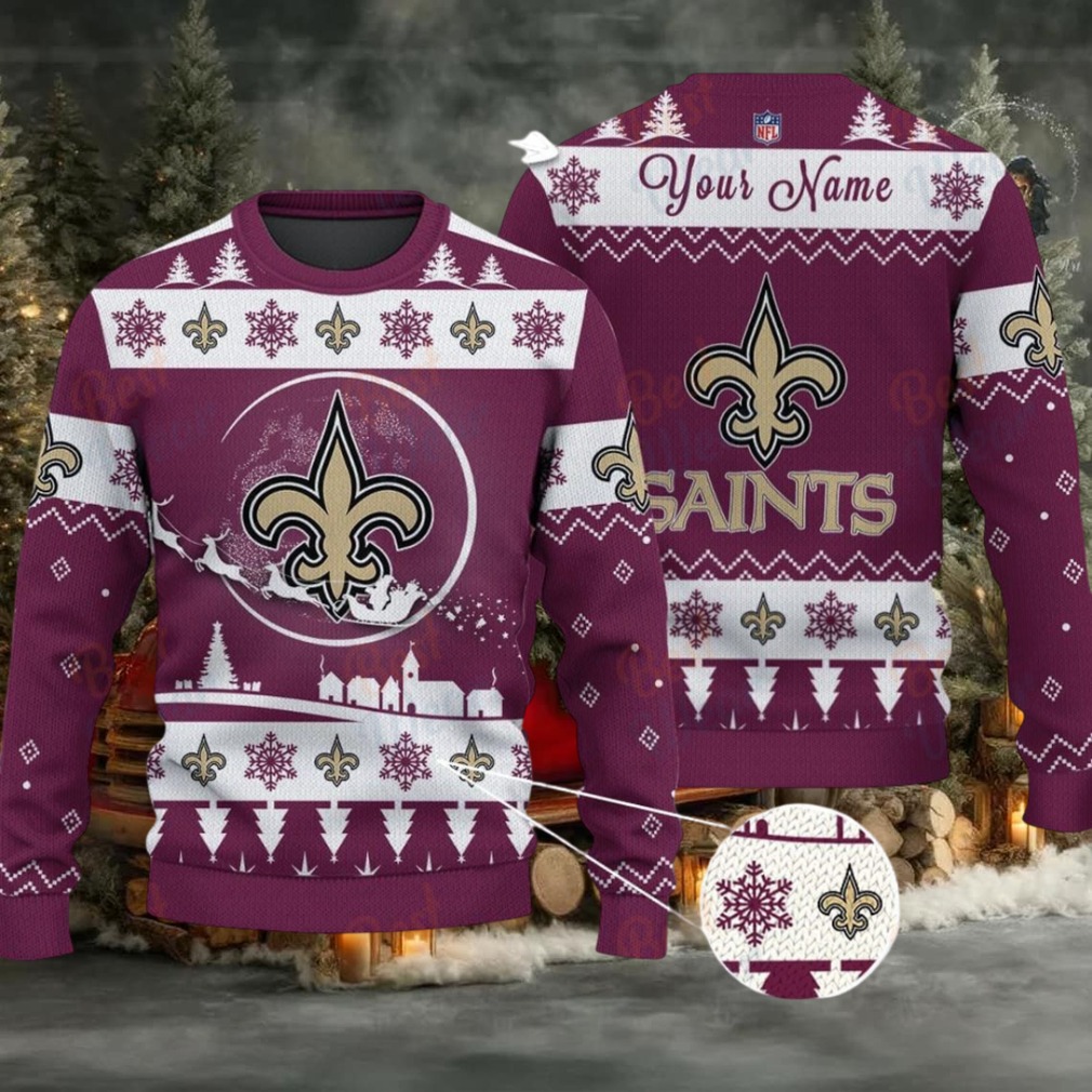 Maroon New Orleans Saints NFL Ugly Christmas Sweater Name Customized Maroon New Orleans Saints NFL Ugly Christmas Sweater Name Customized