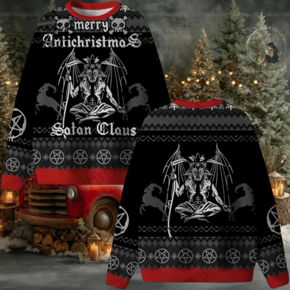 Merry Antichristmas Satan Claus Satanic Ugly Christmas Sweater Men Women For Sale Merry Antichristmas Satan Claus Satanic Ugly Christmas Sweater Men Women For Sale