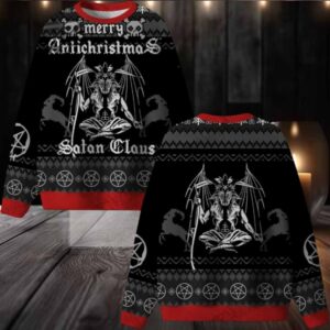 Merry Antichristmas Satan Claus Satanic Ugly Christmas Sweater Men Women For Sale