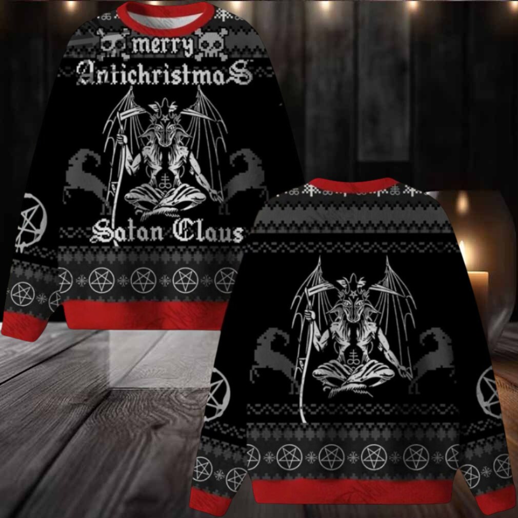 Merry Antichristmas Satan Claus Satanic Ugly Christmas Sweater Men Women For Sale Merry Antichristmas Satan Claus Satanic Ugly Christmas Sweater Men Women For Sale
