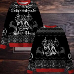Merry Antichristmas Satan Claus Satanic Ugly Christmas Sweater Men Women For Sale