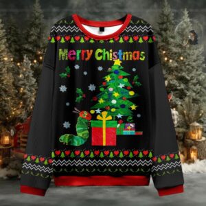 Merry Christmas Caterpillar Teacher Ugly Knit Sweatshirt