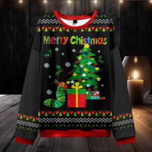 Merry Christmas Caterpillar Teacher Ugly Knit Sweatshirt