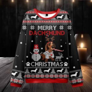 Merry Dachshund Ugly Christmas Sweater
