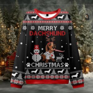 Merry Dachshund Ugly Christmas Sweater