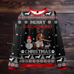 Merry Dachshund Ugly Christmas Sweater