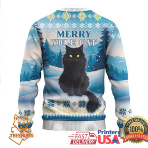 Merry Yule Cat Christmas Ugly Christmas Sweater Icelandic Folklore Jolakotturinn