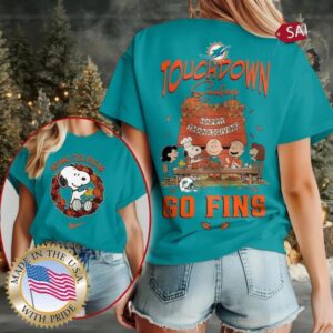 Miami Dolphins NFL Snoopy Peanuts Touchdown Season Happy Thanksgiving Shirt