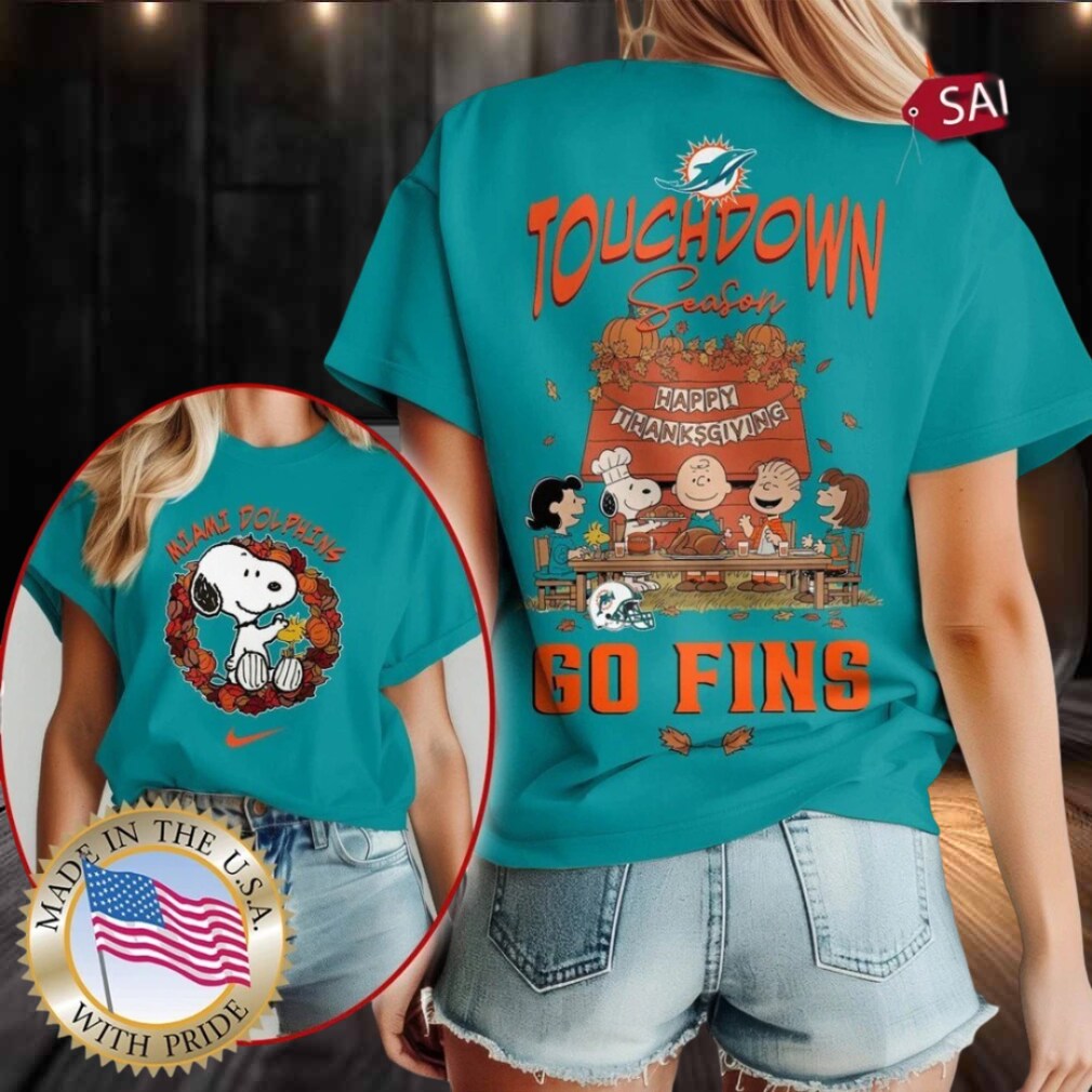 Miami Dolphins NFL Snoopy Peanuts Thanksgiving Shirt