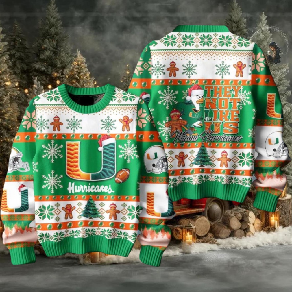 Miami Hurricanes They Not Like Us Christmas Ugly Sweater Mens Womens For Sale Miami Hurricanes They Not Like Us Christmas Ugly Sweater Mens Womens For Sale