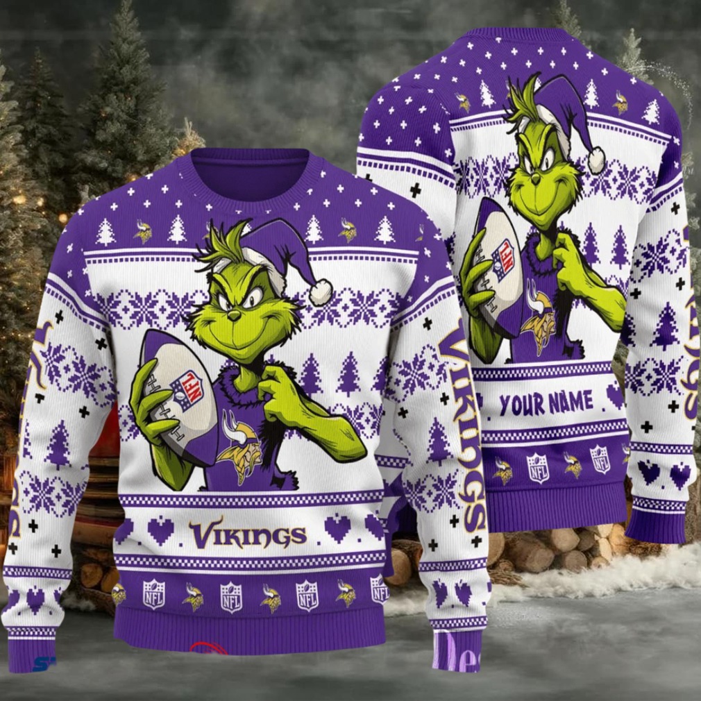 Minnesota Vikings Grinch With Ball NFL Ugly Christmas Sweaters Minnesota Vikings Grinch With Ball NFL Ugly Christmas Sweaters