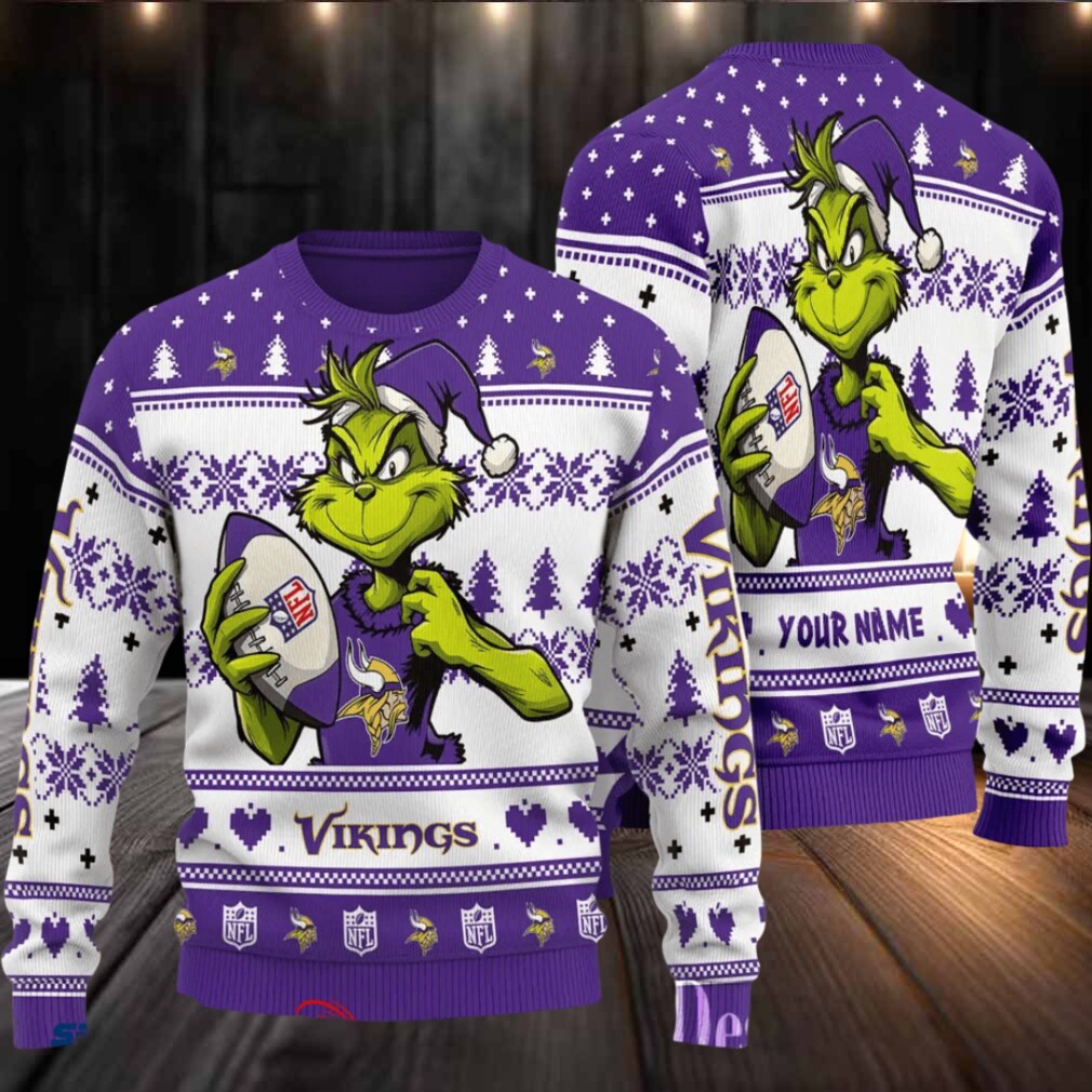 Minnesota Vikings Grinch With Ball NFL Ugly Christmas Sweaters Minnesota Vikings Grinch With Ball NFL Ugly Christmas Sweaters