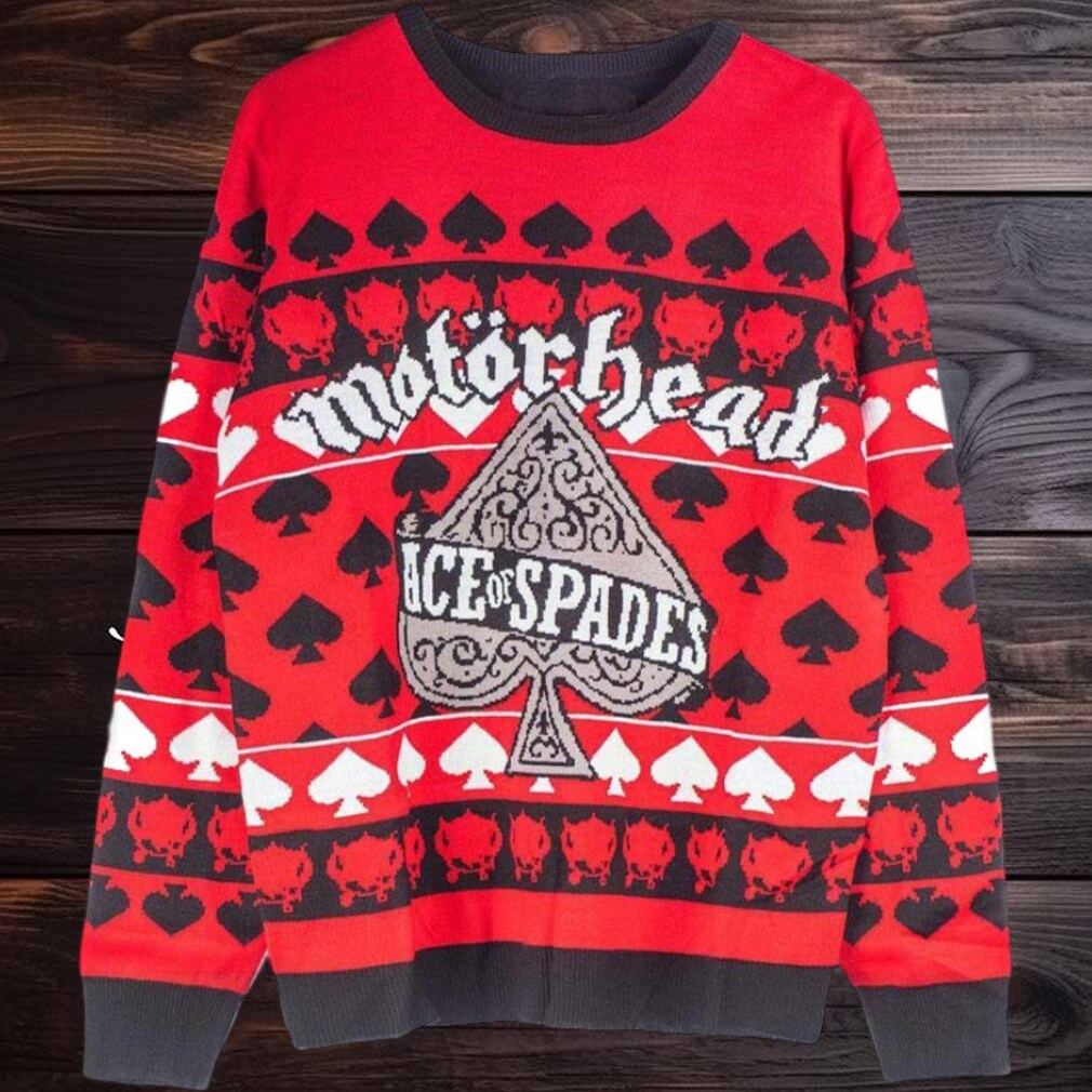 Motorhead Ace Of Spaces Red Ugly Christmas Sweater Motorhead Ace Of Spaces Red Ugly Christmas Sweater
