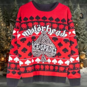 Motorhead Ace Of Spaces Red Ugly Christmas Sweater