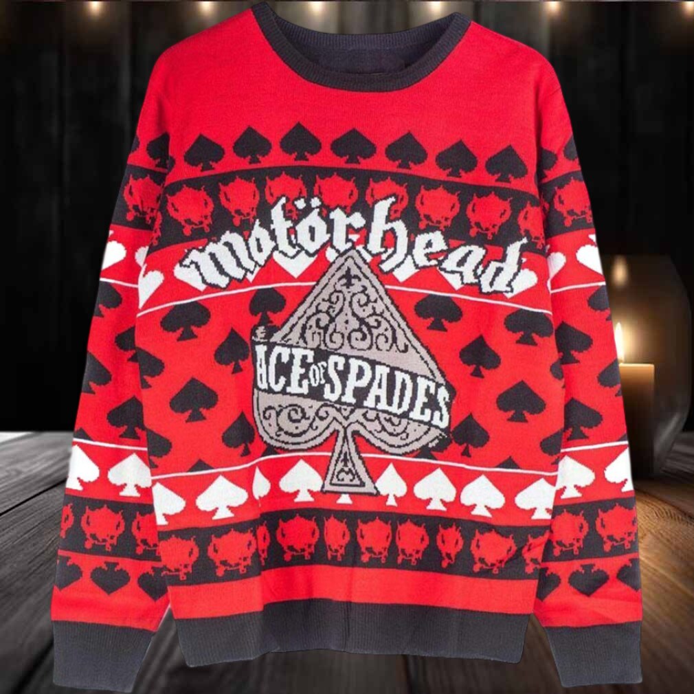 Motorhead Ace Of Spaces Red Ugly Christmas Sweater Motorhead Ace Of Spaces Red Ugly Christmas Sweater