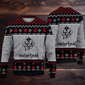 Motorhead Band Logo Pattern Knitted Grey Ugly Christmas Sweater