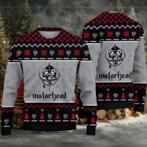 Motorhead Band Logo Pattern Knitted Grey Ugly Christmas Sweater