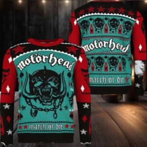 Motorhead March Or Die Snaggletooth Big Logo Holiday Ugly Christmas Sweater