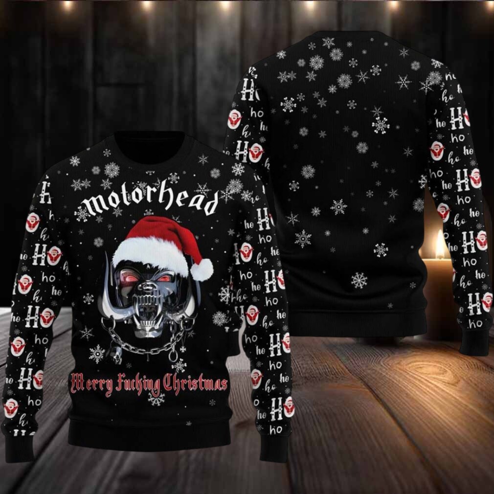 Motorhead Merry Fucking Christmas Mechanic Snaggletooth Head Logo With Santa Hat Ho Ho Ho Christmas Ugly Sweater Motorhead Merry Fucking Christmas Mechanic Snaggletooth Head Logo With Santa Hat Ho Ho Ho Christmas Ugly Sweater