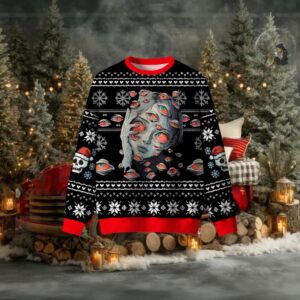 Multi Eyed Girl Skeleton Ugly Christmas Sweatshirt