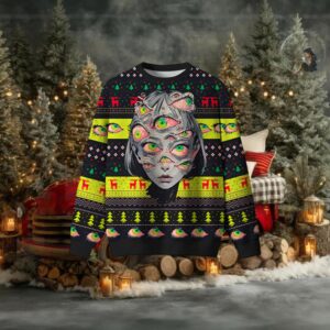Multi Eyed Illusion Art Ugly Christmas Sweatshirt