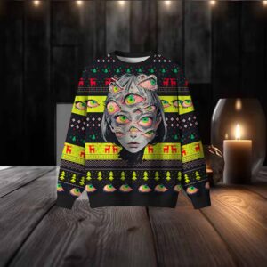 Multi Eyed Illusion Art Ugly Christmas Sweatshirt