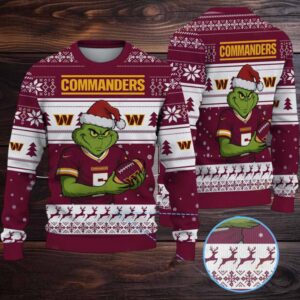 NFL Washington Commanders Grinch Jersey Christmas Sweater