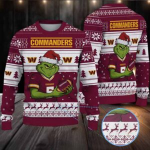 NFL Washington Commanders Grinch Jersey Christmas Sweater