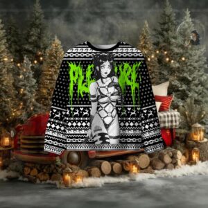 Neon Leather Girl Ugly Christmas Sweatshirt