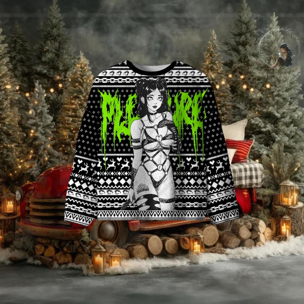 Neon Leather Girl Ugly Christmas Sweatshirt