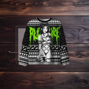 Neon Leather Girl Ugly Christmas Sweatshirt