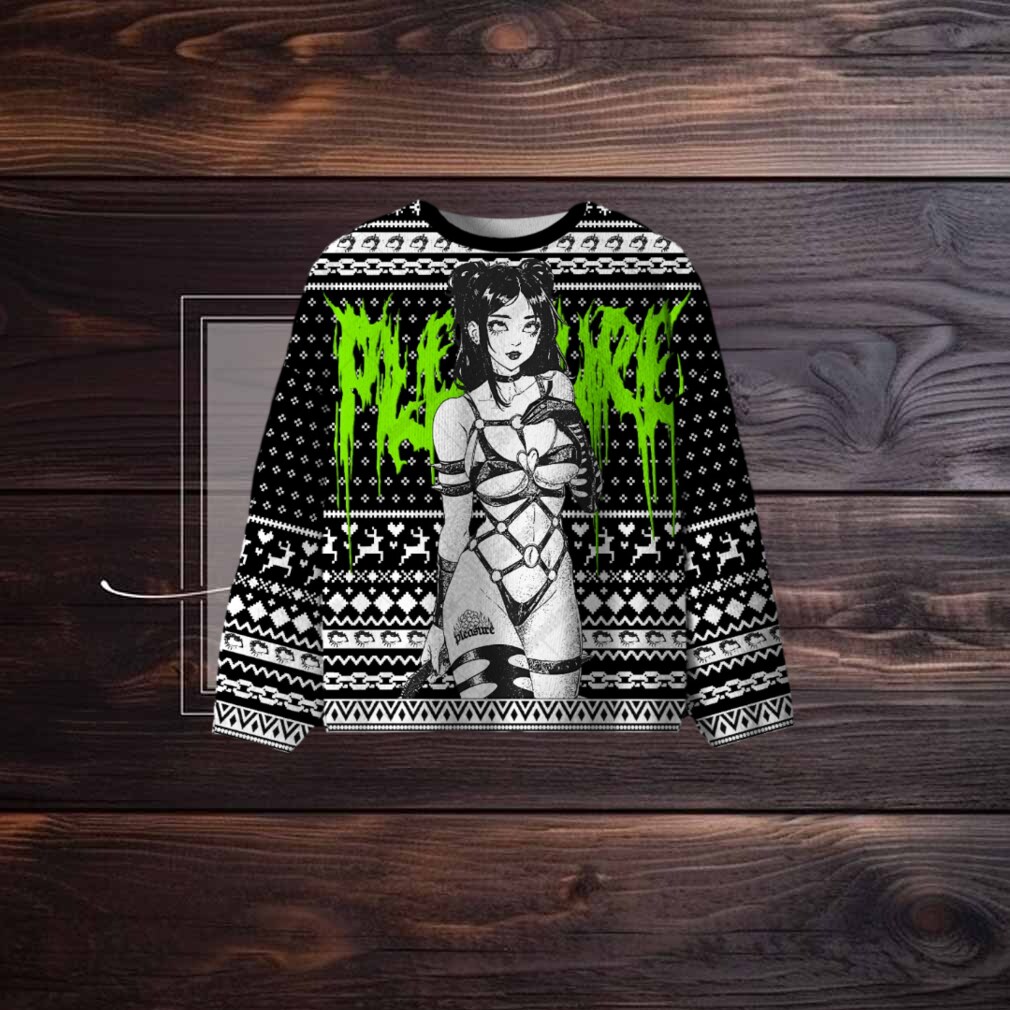 Neon Leather Girl Ugly Christmas Sweatshirt Neon Leather Girl Ugly Christmas Sweatshirt