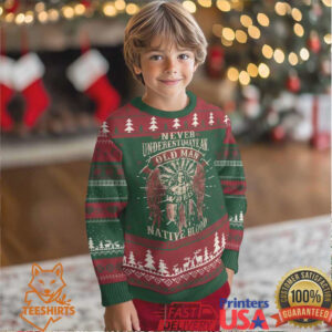 Never Underestimate An Old Man Who Has Native Blood Ugly Christmas Sweater
